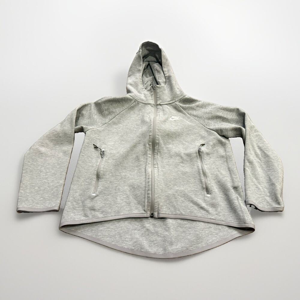Nike Tech Womens Gray Full Zip Hoodie Fleece Jacket Size S Small BV7565-063